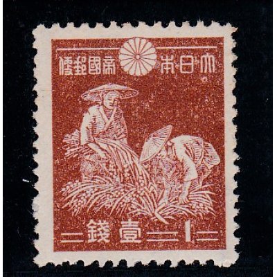 画像1: 第１次昭和切手・稲刈り１銭