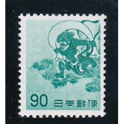 画像1: 第3次動植物国宝切手、90円青風神