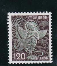 新動植物国宝切手、１９７２年シリーズ１２０円迦陵頻伽
