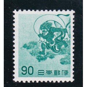 画像: 第3次動植物国宝切手、90円青風神