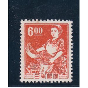 画像: 昭和透かしなし切手、６円印刷女工