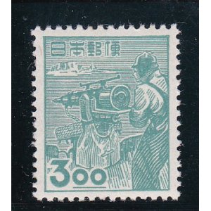 画像: 昭和透かしなし切手、３円捕鯨